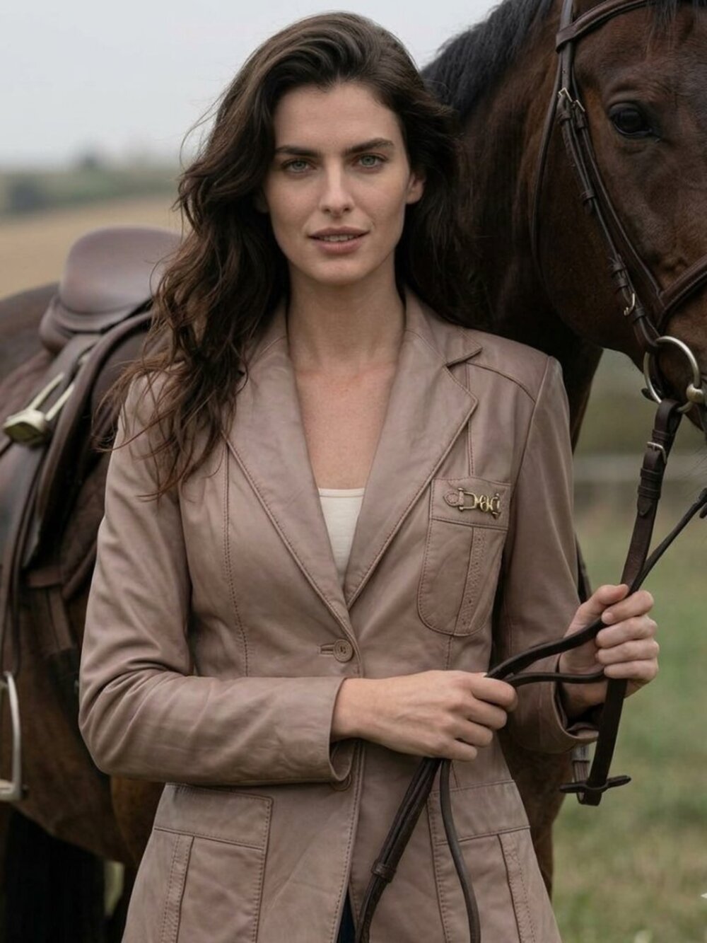 Vintage 70s Etienne Aigner Leather Jacket Blazer 8 S Small Taupe Brown Horsebit